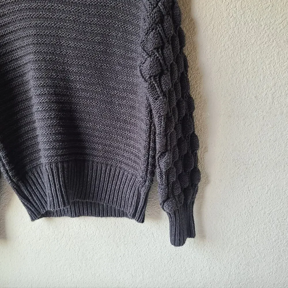 Elodie Bubble Sleeve Pullover Gray Sweater Women's Size XS